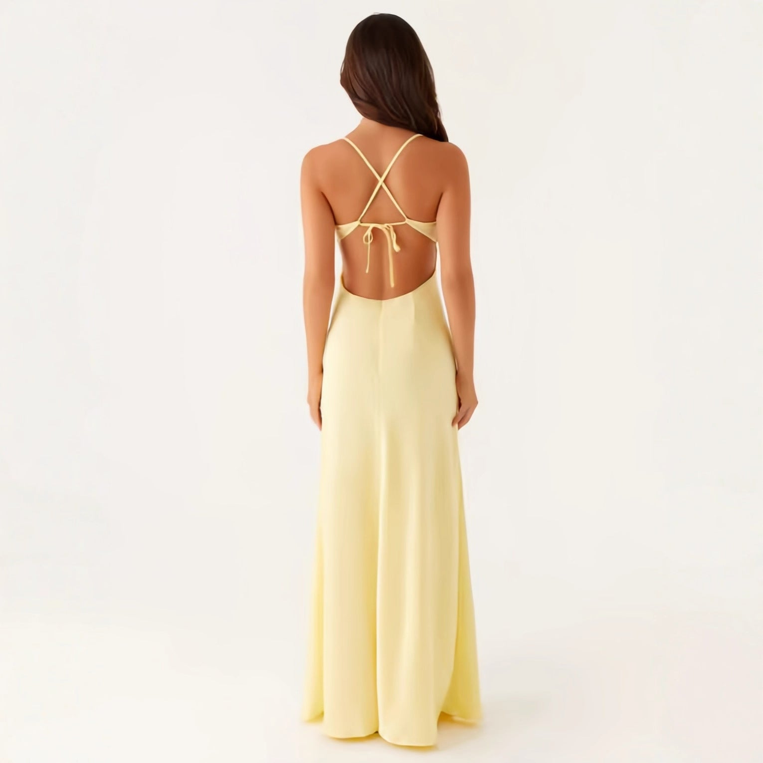 Damen Abendkleid mit verführerischem Spaghettiträger-Design und elegantem Schlitz EB