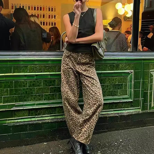 Damen Weite Hose im Leopardenmuster R&B