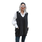 Damen Strickkleid mit tiefem V-Ausschnitt und lässigem Schnitt R&B