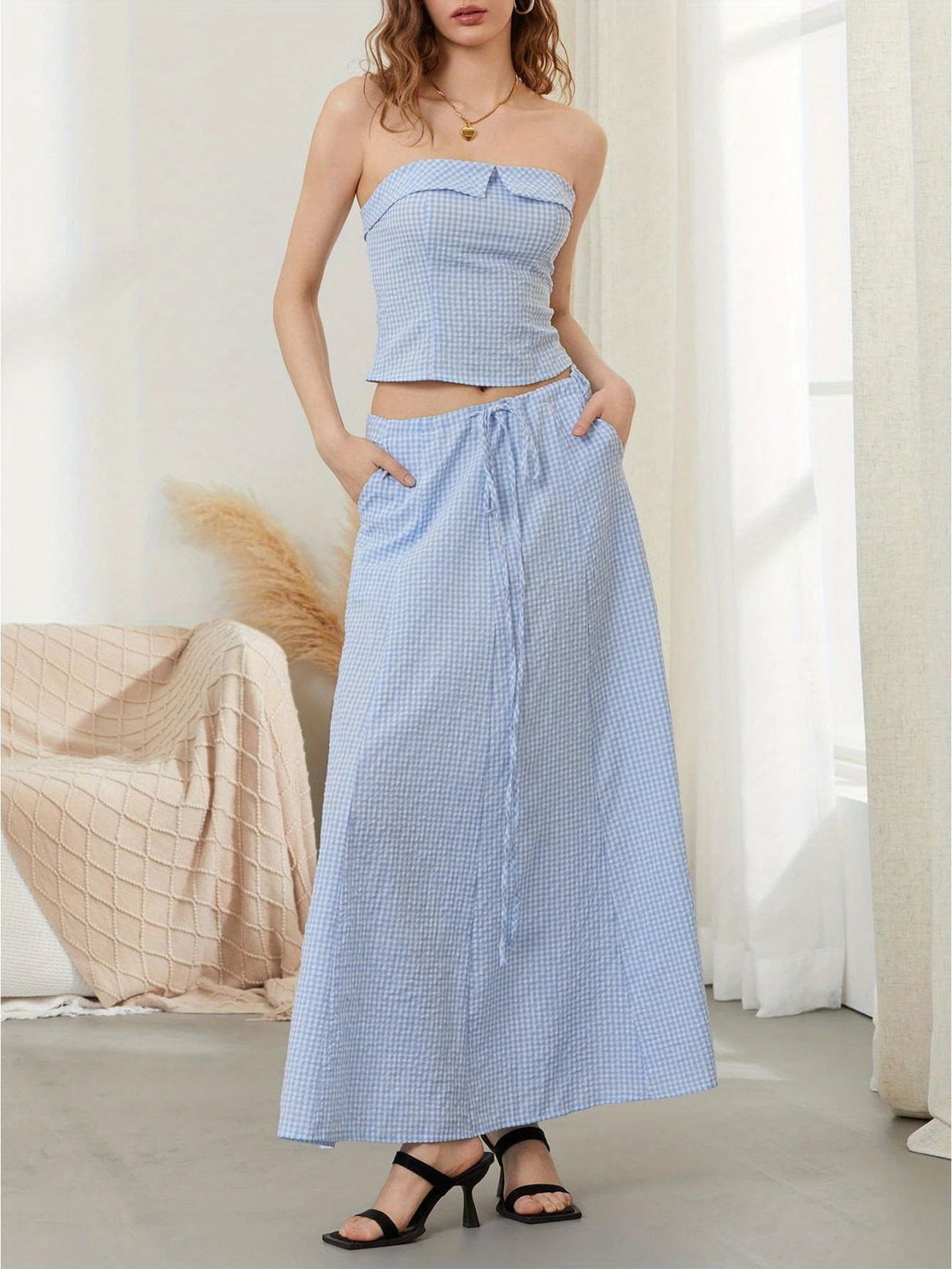 Damen Maxikleid im karierten Design R&B