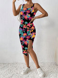 Damen Figürliches Maxikleid mit auffälligem Farbdesign R&B