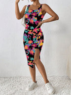 Damen Figürliches Maxikleid mit auffälligem Farbdesign R&B