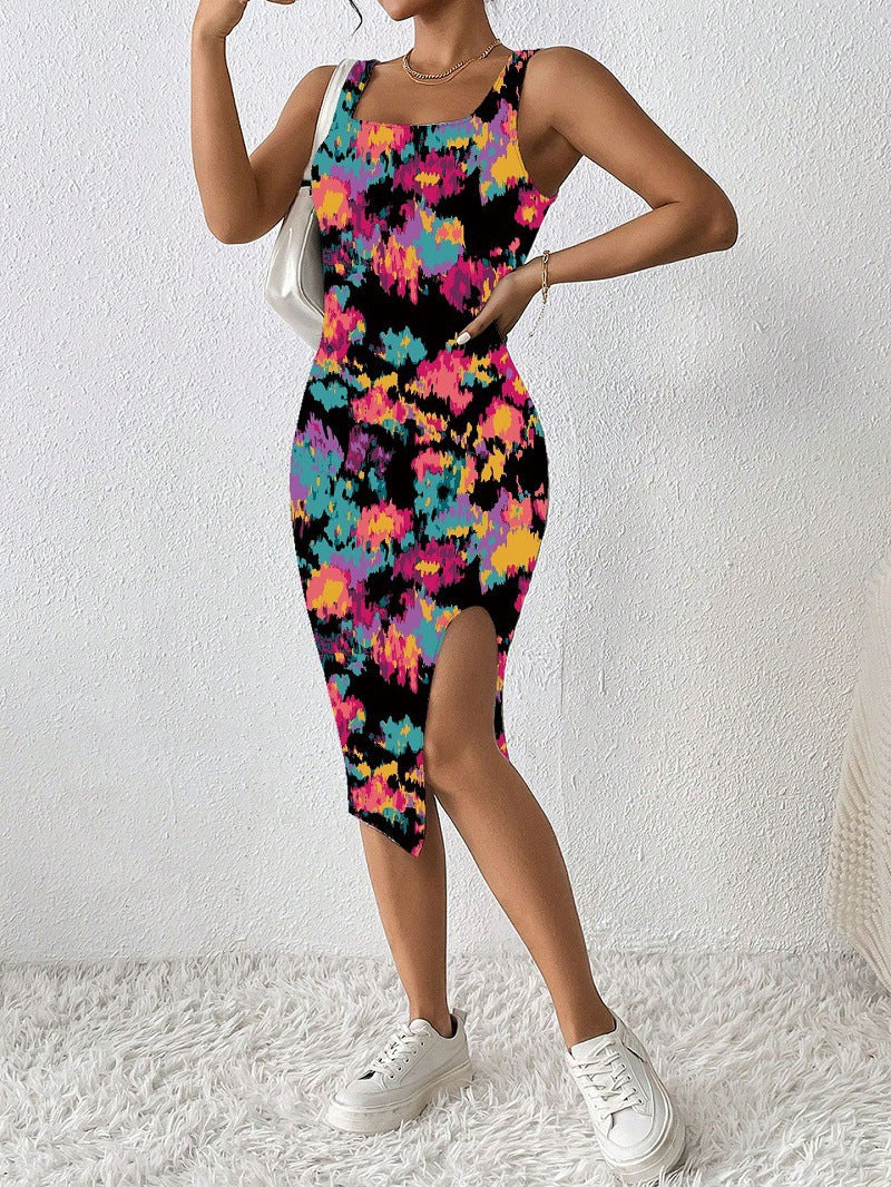 Damen Figürliches Maxikleid mit auffälligem Farbdesign R&B