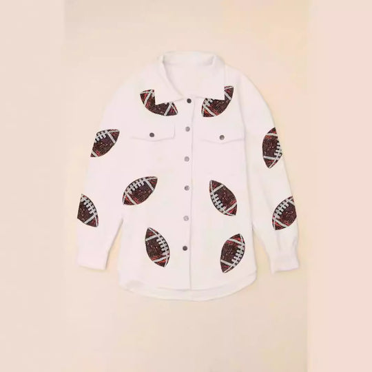 Damen Oversized Jacke mit Football-Design und praktischen Taschen R&B