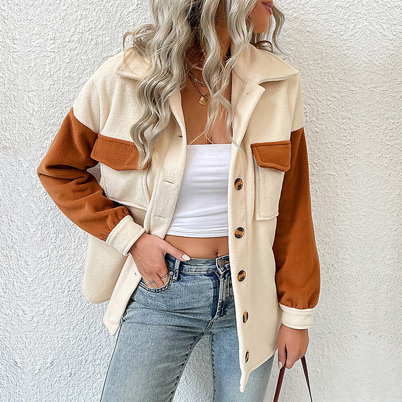 Damen modische Übergangsjacke mit Taschen und kontrastierenden Ärmeln R&B