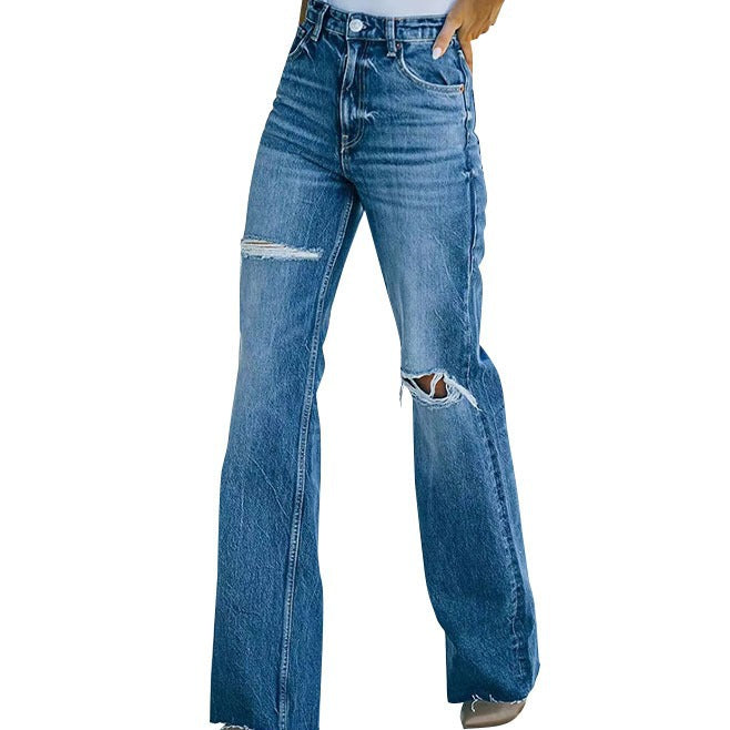 Damen Flared Jeans mit stylischen Rissdetails R&B