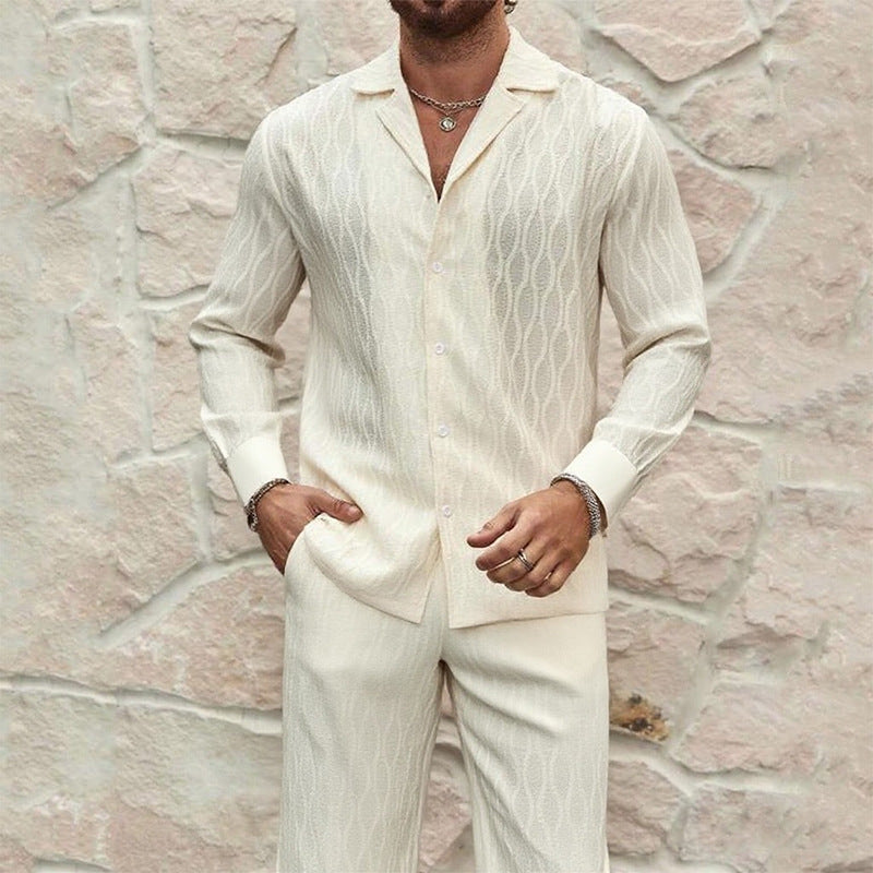 Herren eleganter Set mit feinem Strukturmuster und komfortablem Schnitt R&B
