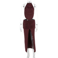 Damen Elegantes Maxikleid mit asymmetrischem Halterhals und ausgefallenem Schlitz R&B