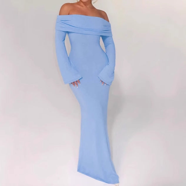 Damen Off-Shoulder Maxikleid mit kreativen Cut-Out-Details und figurbetontem Design R&B