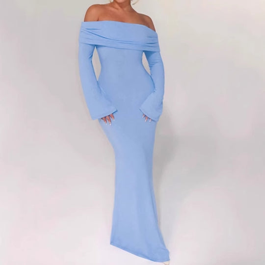 Damen Off-Shoulder Maxikleid mit kreativen Cut-Out-Details und figurbetontem Design R&B
