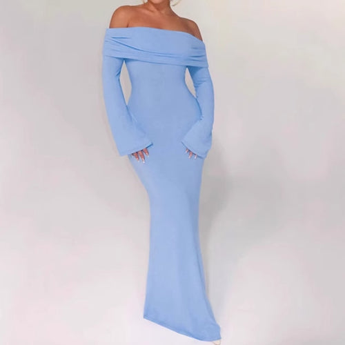 Damen Off-Shoulder Maxikleid mit kreativen Cut-Out-Details und figurbetontem Design R&B