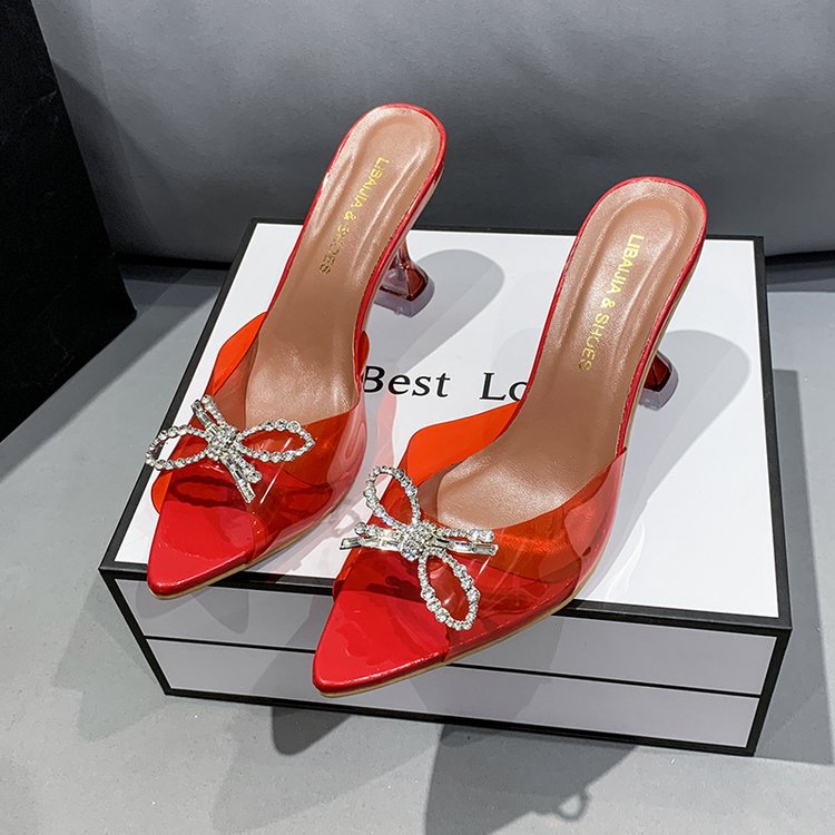 Damen elegante transparente Pumps mit Schmuckdetails R&B