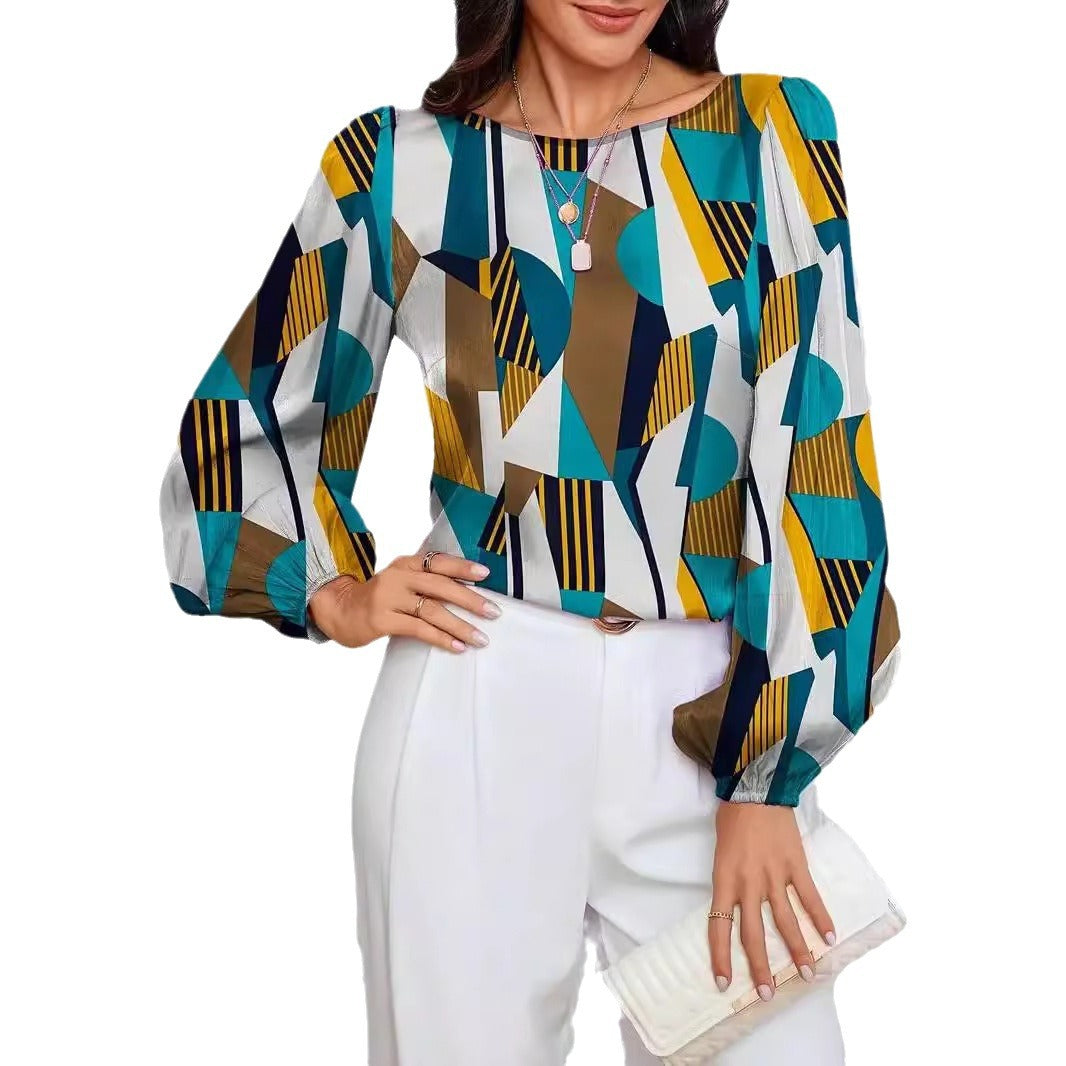 Damen Modische Bluse mit geometrischem Design R&B