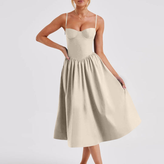 Damen Midi-Kleid mit taillierter Silhouette und A-Linie R&B