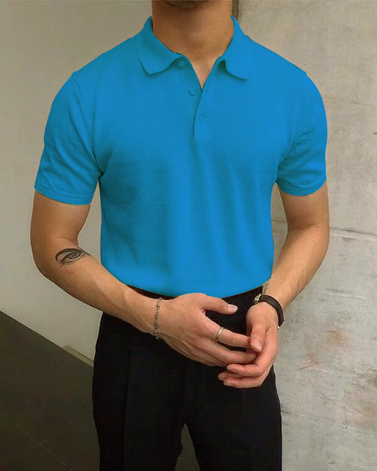 Herren Polo-Shirt aus atmungsaktiver Baumwolle mit elegantem Kragen R&B