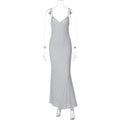Damen Elegantes Maxikleid mit zartem Punktedesign und Spaghetti-Trägern R&B