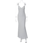 Damen Elegantes Maxikleid mit zartem Punktedesign und Spaghetti-Trägern R&B