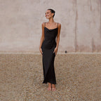 Damen Seidenmaxikleid mit elegantem Schnitt und schmeichelndem Design R&B