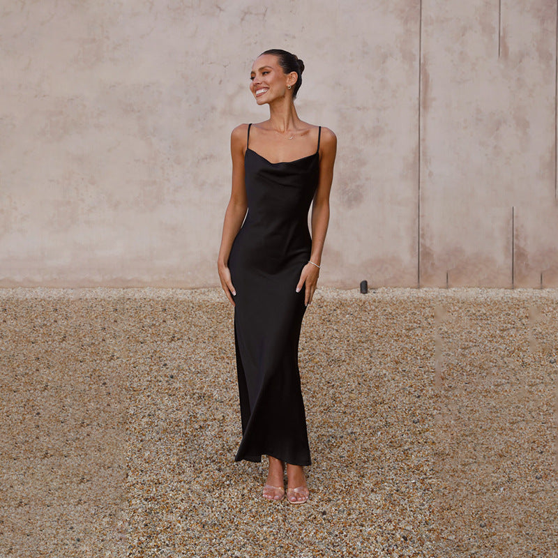 Damen Seidenmaxikleid mit elegantem Schnitt und schmeichelndem Design R&B