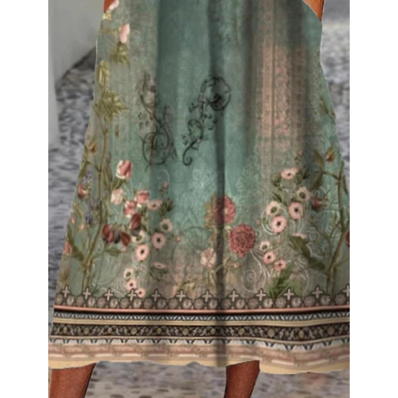 Damen Langes Kleid mit eleganten Kräuselungen und Taschen R&B