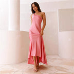 Damen Maxikleid mit asymmetrischem Saum und feinen Trägerdetails R&B
