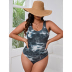 Damen Einteiler Badeanzug mit modischem Tie-Dye-Design und figurumspielendem Schnitt R&B