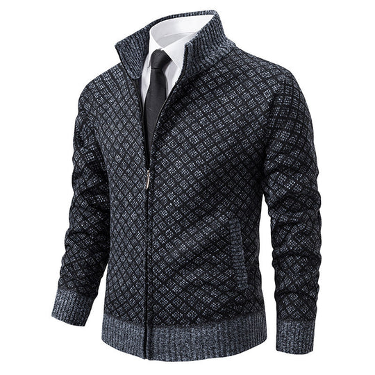 Damen Strickjacke mit strukturiertem Muster und hohem Kragen R&B