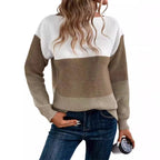 Damen bequemer Strickpullover mit modernem Farbblockdesign und lässigem Schnitt R&B