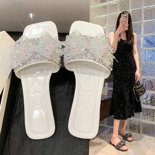 Damen Glamouröse Riemchen-Sandalen mit funkelnden Schmuckdetails R&B