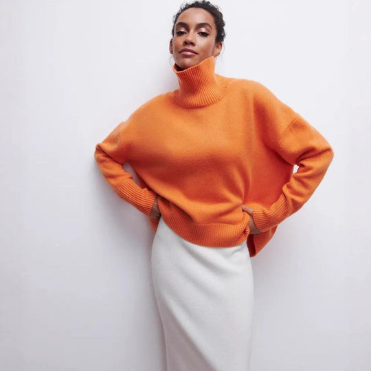 Damen Oversized Rollkragenpullover aus weichem Strick R&B