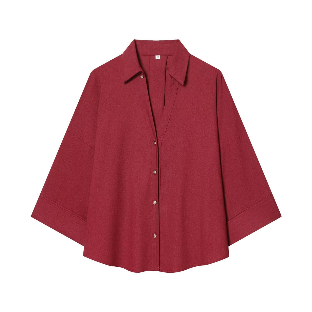 Damen Hemdblusenshirt mit lässigem Schnitt und eleganten 3/4-Ärmeln R&B