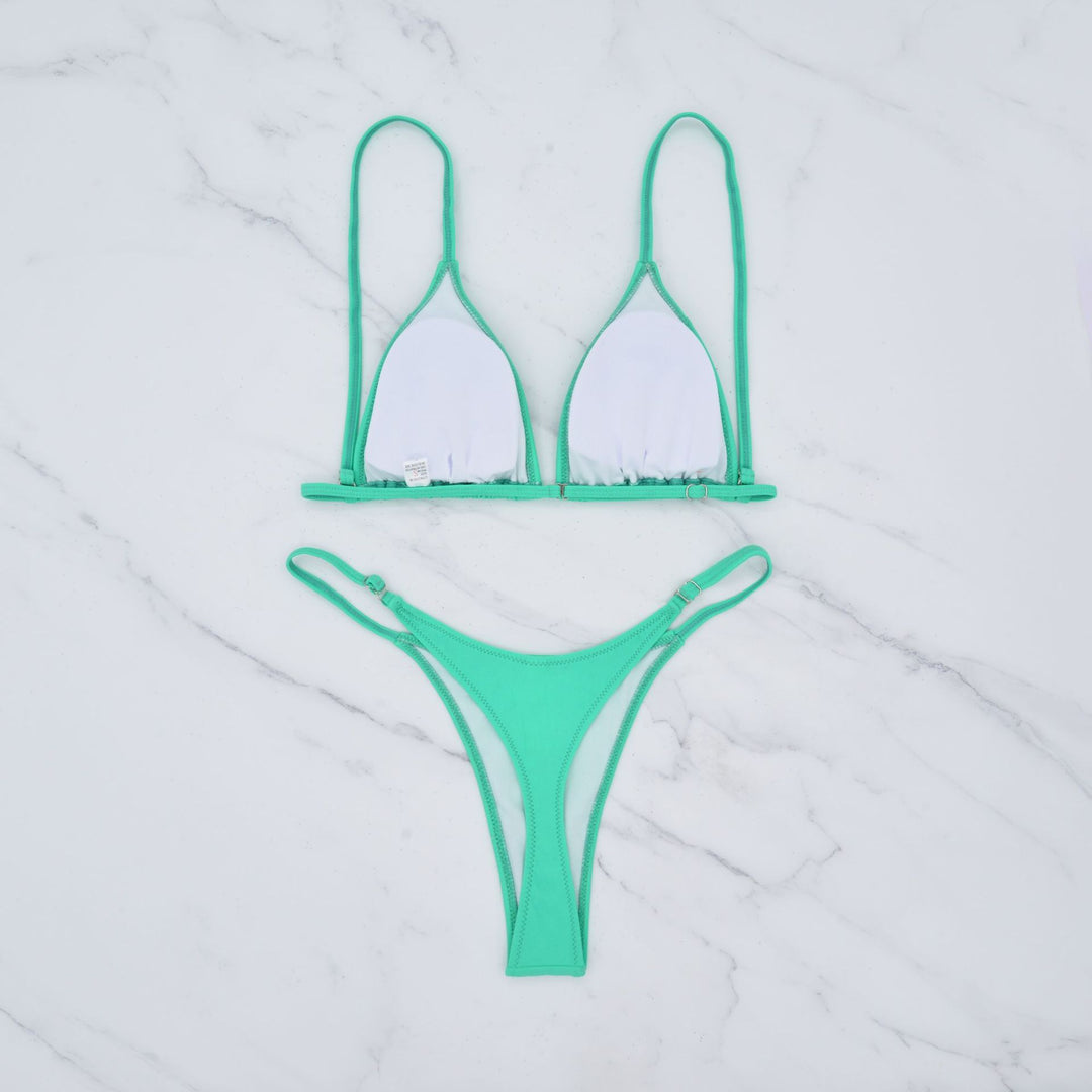 Damen Triangel-Bikini mit ultra-hohem Beinausschnitt und feiner Raffung R&B
