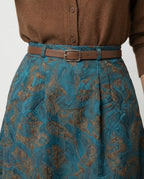 Damen Polo Cardigan Zopfmuster Midirock mit hohem Bund, Jacquardstruktur, dezenter Faltenlegung und Eingrifftaschen R&B