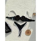Damen Hochgeschnittener Bikini mit strukturierter Oberteilgestaltung und verstellbaren Trägern R&B
