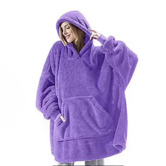Damen Kuschelige Oversize-Hoodiejacke aus Fleece mit Kängurutasche R&B