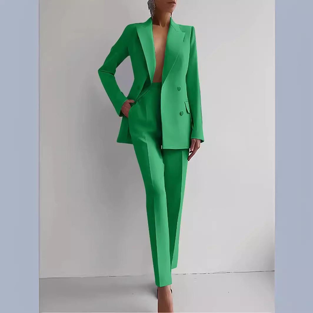 Damen elegante zweireihige Blazer mit maßgeschneiderter Hose R&B