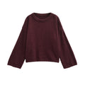 Damen Grobstrickpullover mit lässigem Schnitt und weitem Rundhalsausschnitt R&B