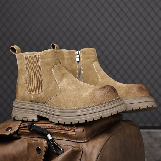 Damen Robuste Chelsea-Stiefel aus weichem Wildleder mit seitlichem Reißverschluss R&B