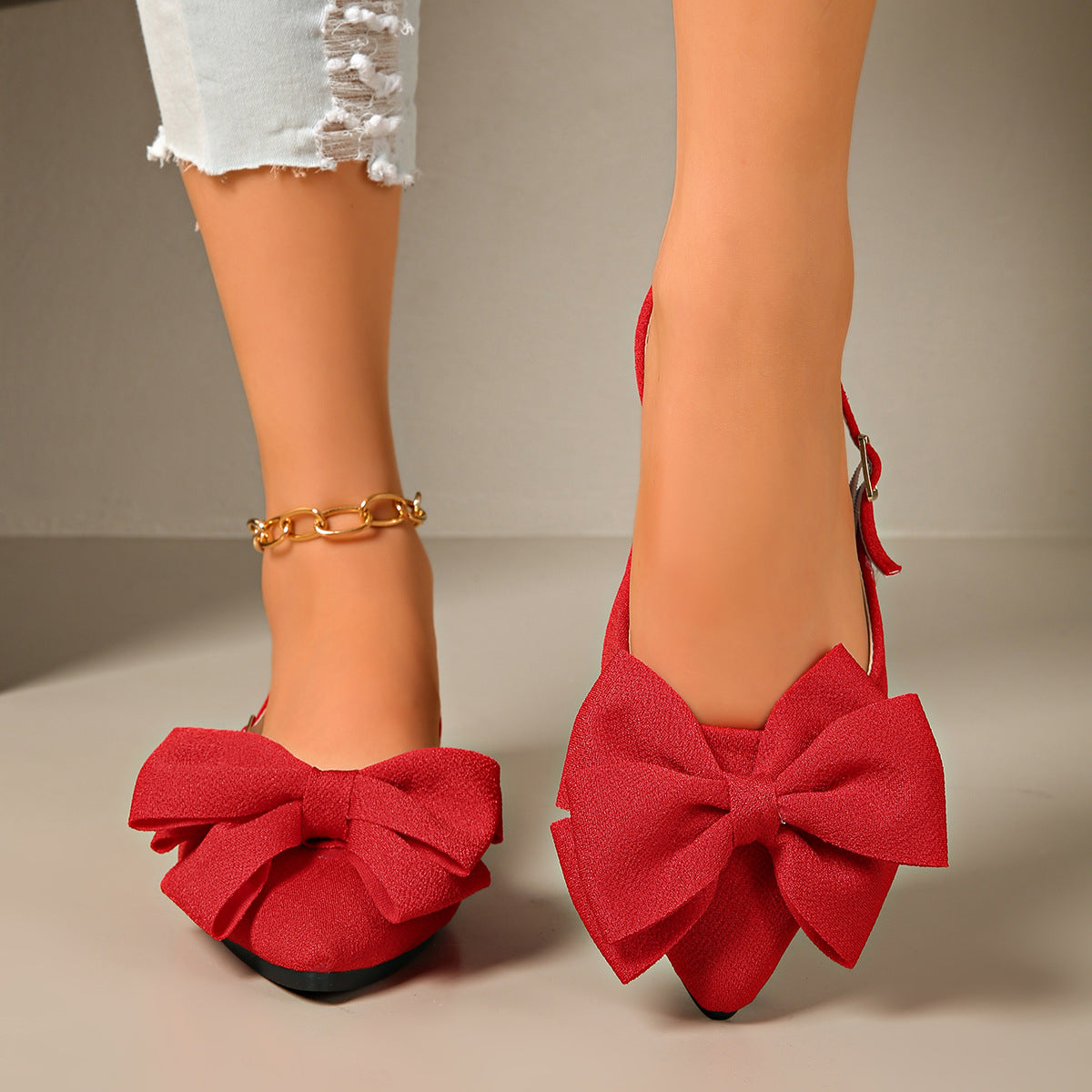 Damen Slingback-Pantoletten mit elegantem Schleifen-Design und praktischem Riemen R&B