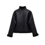R&B | schwarze Aviator-Lederjacke für Herren