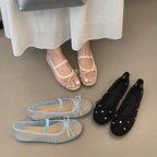 Damen stilvolle und bequeme Ballerinas mit Schmuckdetails R&B