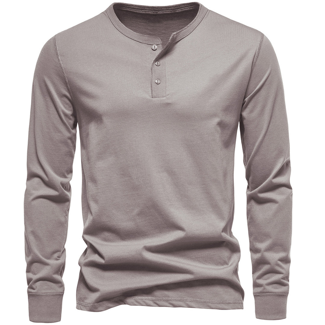 Herren Langarm-Henley-Shirt mit Knopfleiste und hohem Tragekomfort R&B