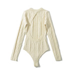 Damen Langarm Bodysuit mit strukturiertem Design