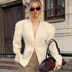 Damen Modischer Oversized Blazer mit strukturiertem Schnitt und Knopfdetails R&B