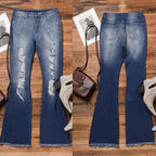 Damen Flared Jeans mit distressed Akzenten R&B