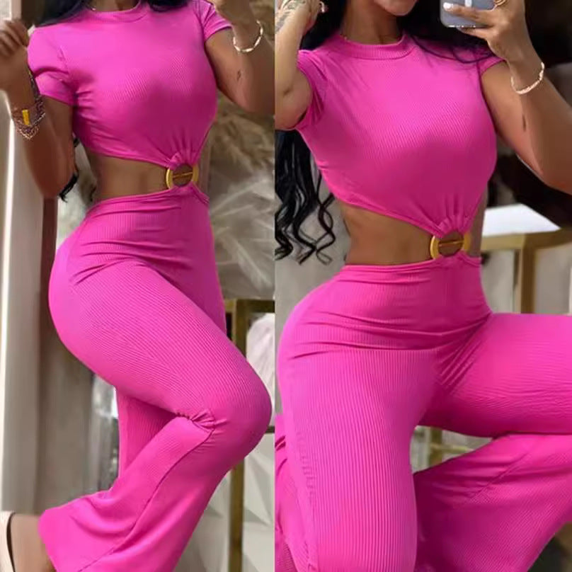 Damen lässiger Zweiteiler mit modischem Ring-Detail R&B