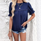 Damen Baumwoll-Bluse mit Rüschendetails R&B