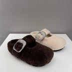 Damen Hausschuhe aus weichem Fleece mit modischem Schnallenverschluss R&B
