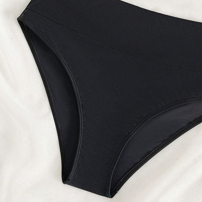 Damen Sport-Bikini mit hohem Bund und breiten Trägern