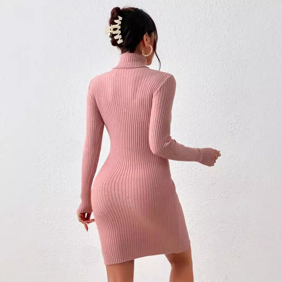 Damen Strickkleid mit hohem Kragen R&B